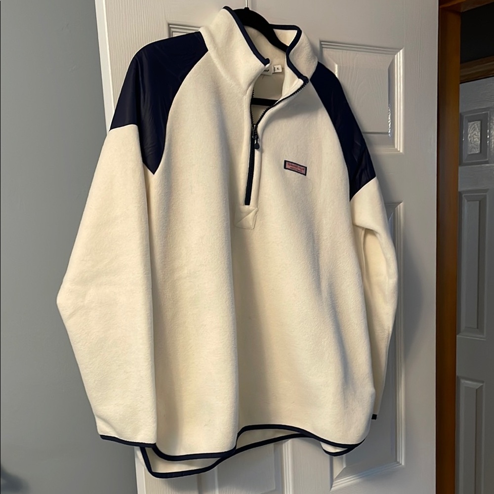 Women’s White and Black Half-Zip Fleece